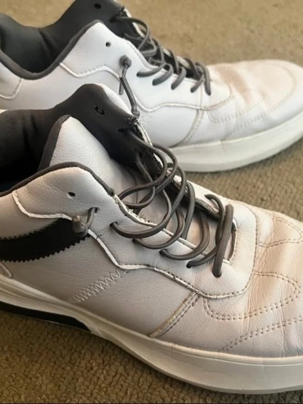 White High-Top Sneakers Mens US 8 Casual Gray Laces